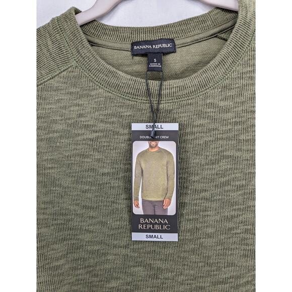 Banana Republic Double Knit Shirt S‎ Olive Green Crewneck Long Sleeves Layering - Picture 6 of 11